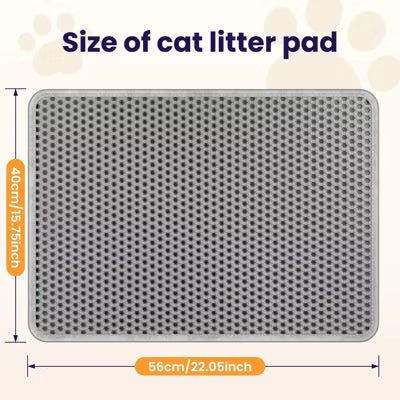 Cat Litter Mat Double Layer Waterproof EVA Honeycomb Trapping Pad Gray