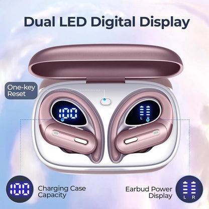 OFNEX Wireless Earbuds Bluetooth 5.3 Headphones 90 Hrs Playtime Ear buds with Wireless Charging Case Power Display Over-ear Earphones