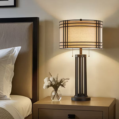 GTCLIGHTING Farmhouse Table Lamps for Living Room,30.5in Black Bedside Lamps with Dual Pull Chain Switch for Bedroom Office
