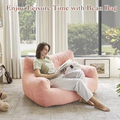 JOYRACER Oversized 2-Seater Bean Bag Chair for Adults, Giant Loveseat Sofa with Filler & Pocket, Couch for Gaming, Reading, and Living Room Use
