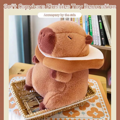 TITQWOP 12'' Cute Capybara Plush Kawaii Soft Capybara Plush Doll Pillow with Bread Capybara Stuffed Aniamls Toys for Kids Adults Birthdays Gift