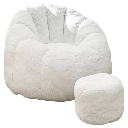 Hooseng Bean Bag Chair with Ottoman, Floral Shaped Bean Bag Sofa with Dutch Velvet Cover & Memory Foam Filler for Adults, Bedroom, Living Room, Dorm