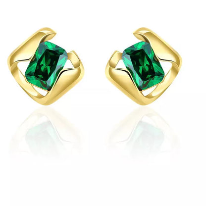 Molenia 925 Sterling Silver Earrings for Women, 14K Gold Stud Earrings with Emerald Hypoallergenic Post Jewelry Gifts for Her Mom Wife Girlfriend
