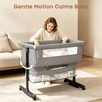 Baby Bassinet Bedside Sleeper, Portable 3-in-1 Design,Grey