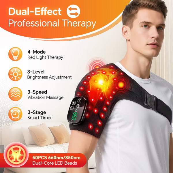Morfone 660nm and 850nm Near Infrared Light Therapy and Heat Therapy Shoulder Massager