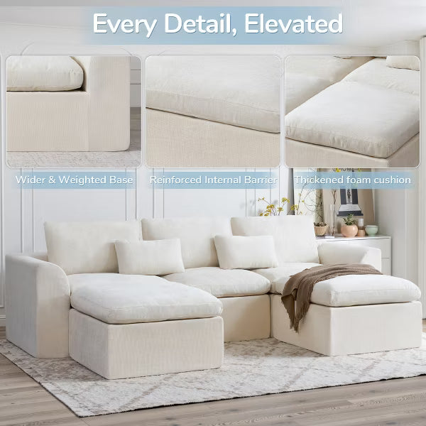 JOYRACER 120" Comfy Cloud Couch U Shaped Sectional Sofa with Two Ottomans