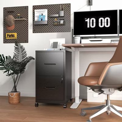 Munora - 2-Drawer Rolling File Cabinet with Lock - Mobile Storage for Letter/Legal/A4 Files - Black