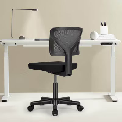 SEVOBAL Task And Office Chairs Low-Back Mesh Armless Office Chair, Swivel Rolling Chair No Arms With Lumbar Support, Black, 16.5"*17.9"*34.8"