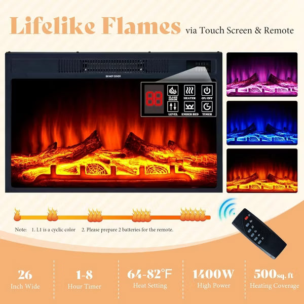 AMERLIFE 63" Farmhouse TV Stand with 26" Fireplace, for TVs up to 73" for Living Room