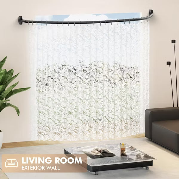 Curved Shower Curtain Rod 43" to 72" Adjustable, Stainless Steel Rustproof Expandable Round Shower Curtain Rod, Black