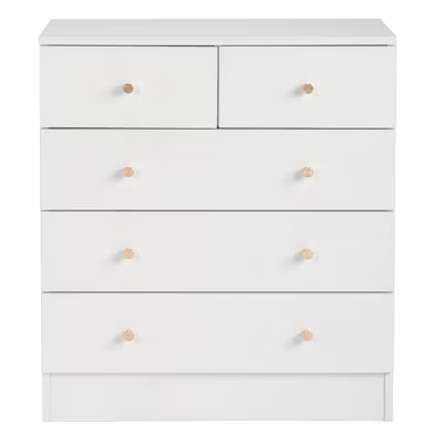Resenkos 5 Drawer Dresser with Gold Handle, Nursery Dresser Chest Of Drawers Organizer,