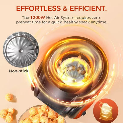 OSTBA 1200W Air Popcorn Maker, 12-Cup Oil-Free Hot Air Popper with Measuring Cup & Butter Tray, Compact Popcorn Machine for Home & Parties