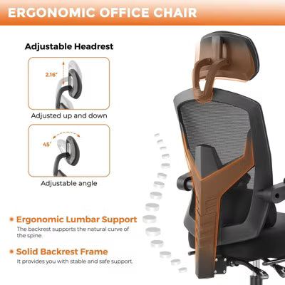 MyDepot Reclining Gaming Chairs with Ergonomic Leg Rest High-Back Breathable Mesh Office Chair with Lumbar Support