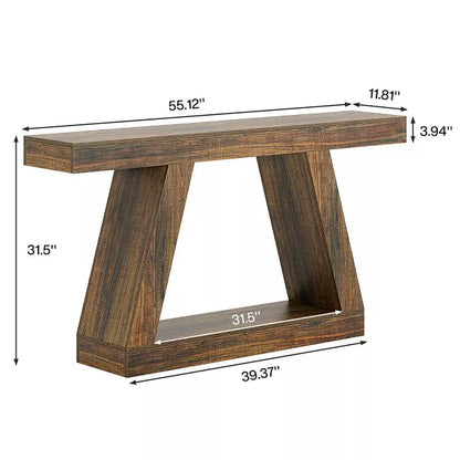 Resenkos Entryway Table, Console Sofa Table,Farmhouse Console Table, 55" Sofa Table with Storage Brown