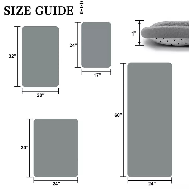 Inhand Memory Foam Bath Mat - Soft Absorbent Velvet with Non-Slip Backing, Machine Washable