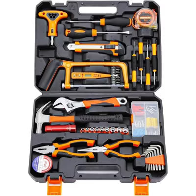 Hoey 105 Piece General Household Tool Set in Tool box Storage Case with Essential Hand Tools for Everyday Home Repairs, DIY and Crafts