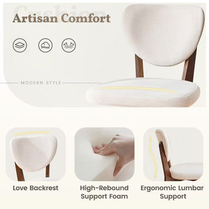 KERDOM Dining Chairs Set of 2, Modern Upholstered Wood, Armless Wide Seat Cushion, Padded Backrest, Beige