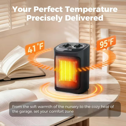 OSTBA Ceramic Space Heater, 1500W Portable Electric Heater with Adjustable Thermostat, Fan-Only/Low/High Modes, Tip-Over