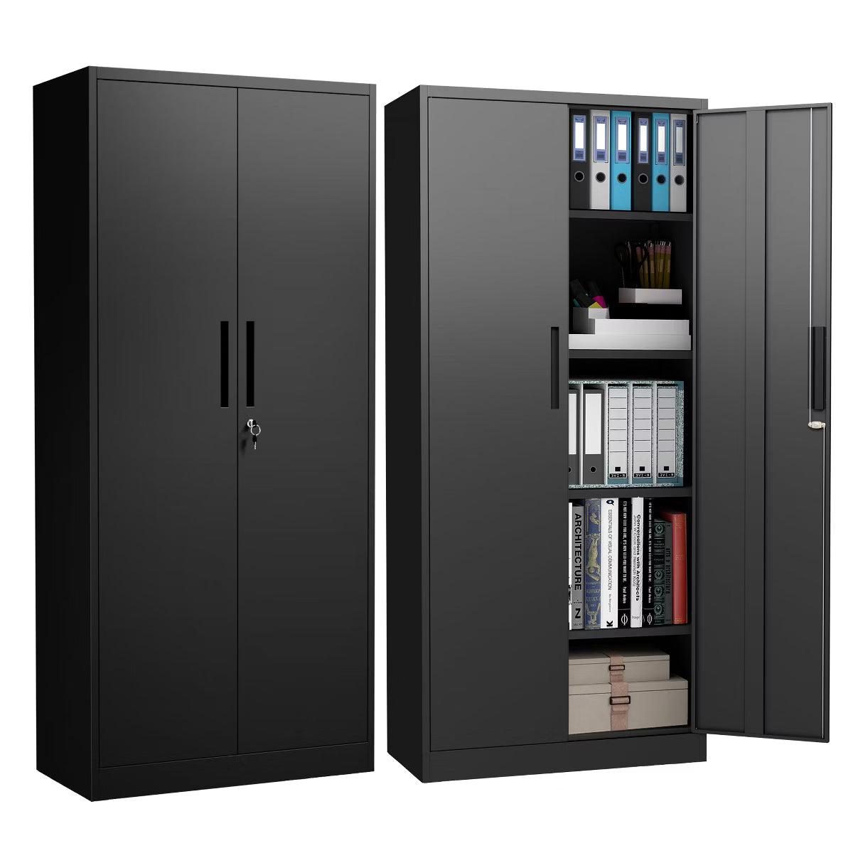 VIYET 71"H Metal Storage Cabinet with Locking Doors & 4 Adjustable Shelves, Heavy-Duty Steel Storage Cabinet for Garage