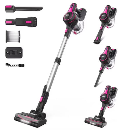INSE N5T Cordless Vacuum Cleaner, 12Kpa 145W Lightweight Powerful Suction Cordless Stick Vacuum Up to 45 Mins Runtime Red