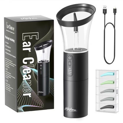 Morfone Ear Wax Remover, operated with one hand, with 4 modes, IPX6 waterproof rating, and 5 nozzle ear cleaner. A household ear cleaner.
