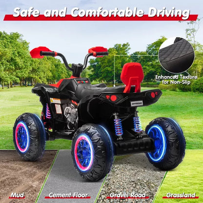 JOYRACER 24V Kids Ride on Toys ATV 4 Wheeler, 2 Seater 800W Motor for Big Kids, 7Ah Battery Powered Electric Vehicle Quad w/Kneepads, Bluetooth