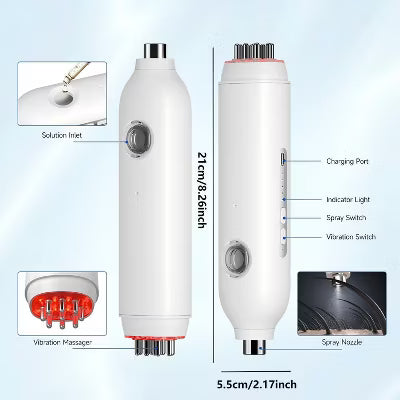 Morfone 3-in-1 Hair Care Oil Sprayer with Red Light Therapy and Nano-Mist Spray Head, Electric Scalp Massager for Hair Growth Promotion, Unisex