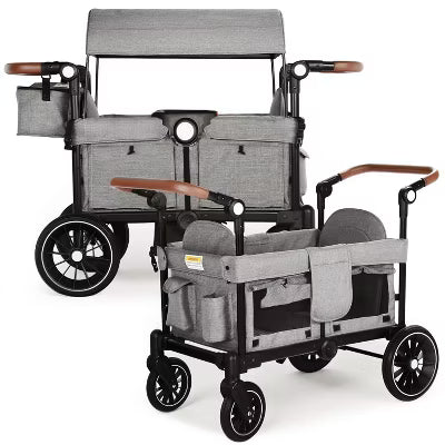 TODECARE Stroller Wagon Folding Baby Stroller for 2 Kids with Removable Canopy and Adjustable Handle
