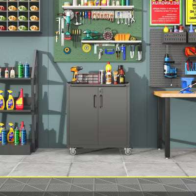 Yukimo Metal Wall Mounted Tool Storage Cabinet, 30"H Alloy Steel Lockable Cabinet, Rust Resistant Wall Cabinet, Assembly Required