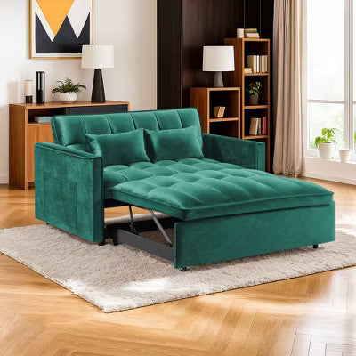 Resenkos 54 Inch Adjustable Backrest Sofa, Sofa Bed, Futon Sofa with Double Armrest and Pouch, Variable Bed for Living room