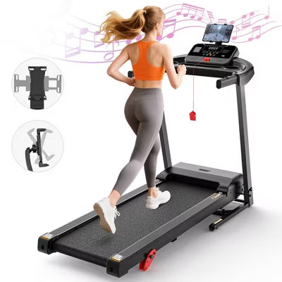 3HP Folding Electric Treadmill with Incline, App Control, Bluetooth Speaker & LED Display, 64 Programs