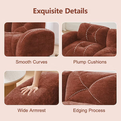 AENKYO Oversized Modular Tufted Velvet Deep Seat Sofa with Ottomans, Tufted Velvet 4 Seat Sofa with 32D Foam, Boneless Design, No Assembly Required