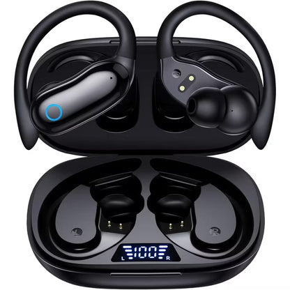 GNMN V7 Ear Buds Wireless Earbuds 96hrs Playback Bluetooth Headphones IPX7 Waterproof Stereo Bass Over-Ear Earphones with Earhooks Microphone