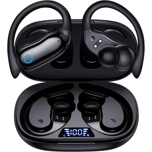 GNMN V7 Ear Buds Wireless Earbuds 96hrs Playback Bluetooth Headphones IPX7 Waterproof Stereo Bass Over-Ear Earphones with Earhooks Microphone