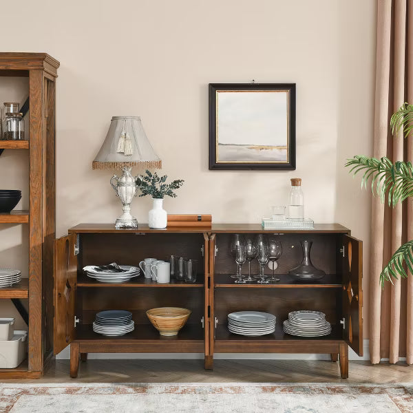 61'' Mid-Century Modern Storage Cabinet with Adjustable Shelves, Sideboard Buffet Console Table for Dining Room, Living Room, or Entryway