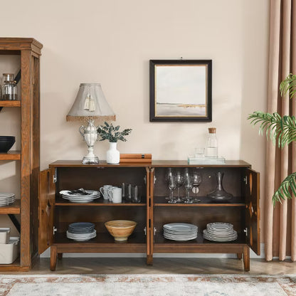 61'' Mid-Century Modern Storage Cabinet with Adjustable Shelves, Sideboard Buffet Console Table for Dining Room, Living Room, or Entryway