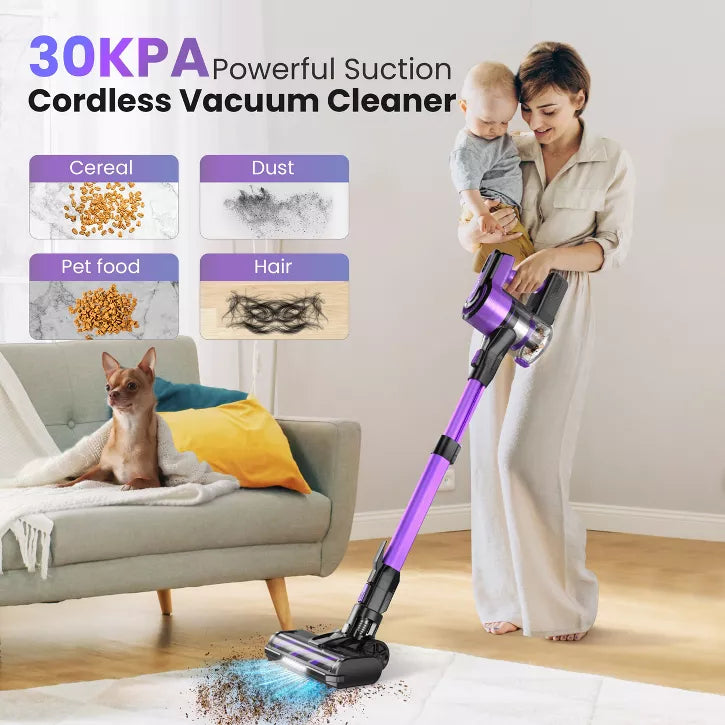 POWEART V870 Cordless Stick Vacuum, 30Kpa Powerful, 350W Motor, 8-in-1 Lightweight, 45 Min Runtime for Pet Hair, Hardfloor, Carpet