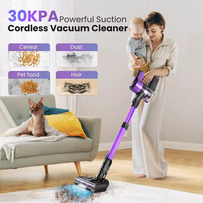 POWEART V870 Cordless Stick Vacuum, 30Kpa Powerful, 350W Motor, 8-in-1 Lightweight, 45 Min Runtime for Pet Hair, Hardfloor, Carpet
