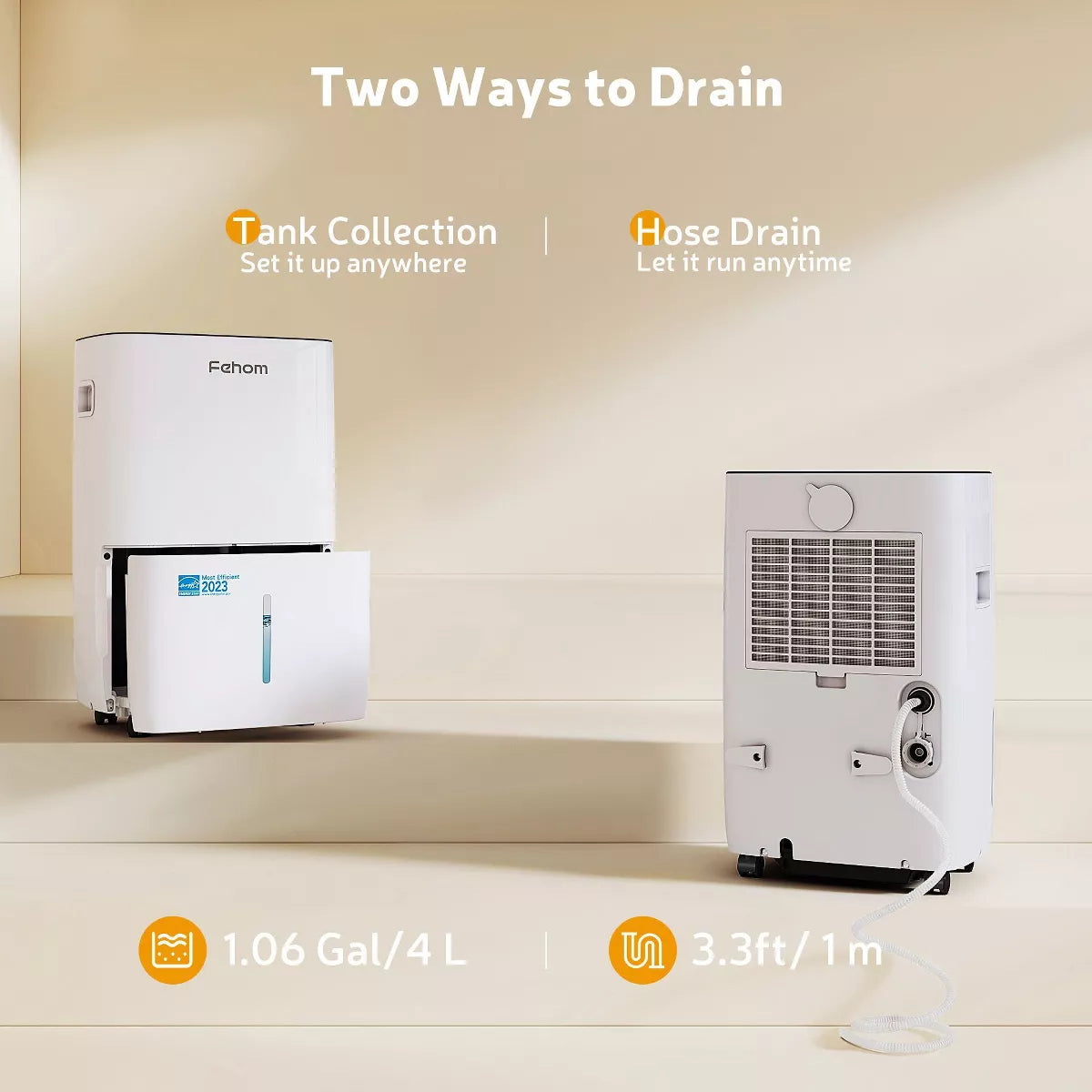 Fehom 80-150 Pint Energy Star Smart Dehumidifier with Auto Swing and Defrosting for Basements or Wet Spaces