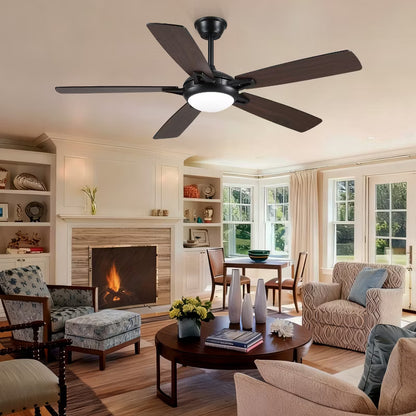 52 Inch Down Rod Ceiling Fan with Light,Dual side Blades