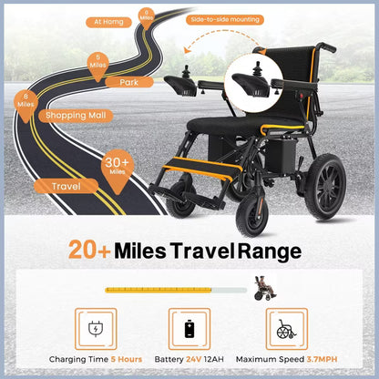 KERDOM Electric Wheelchairs for Adults, 500W Dual Motors Power Wheelchair, All Terrain Travel Motorized Wheelchairs for Seniors, Orange