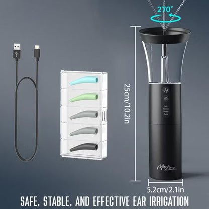 Morfone Electric Ear Cleaning Kit Effective Safe Ear Cleaner Irrigation Flushing System 4 Pressure Modes for Ear Wax Buildup（Black）