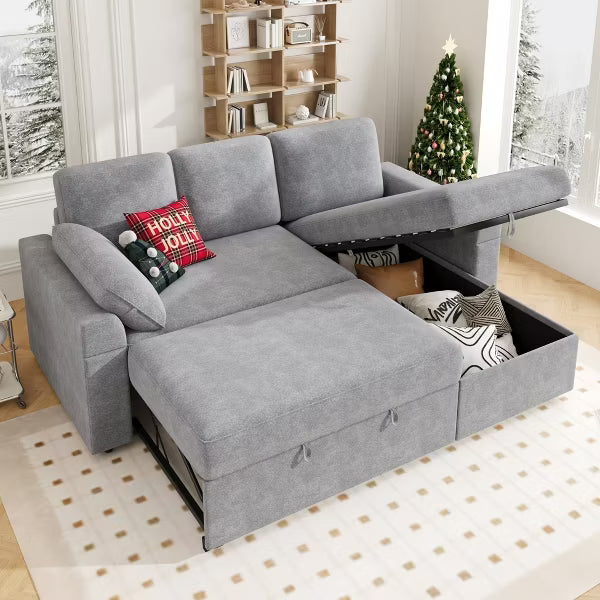 AMERLIFE Sectional Sofa Bed with Storage,Reversible Pull Out Sleeper Couch for Living Room