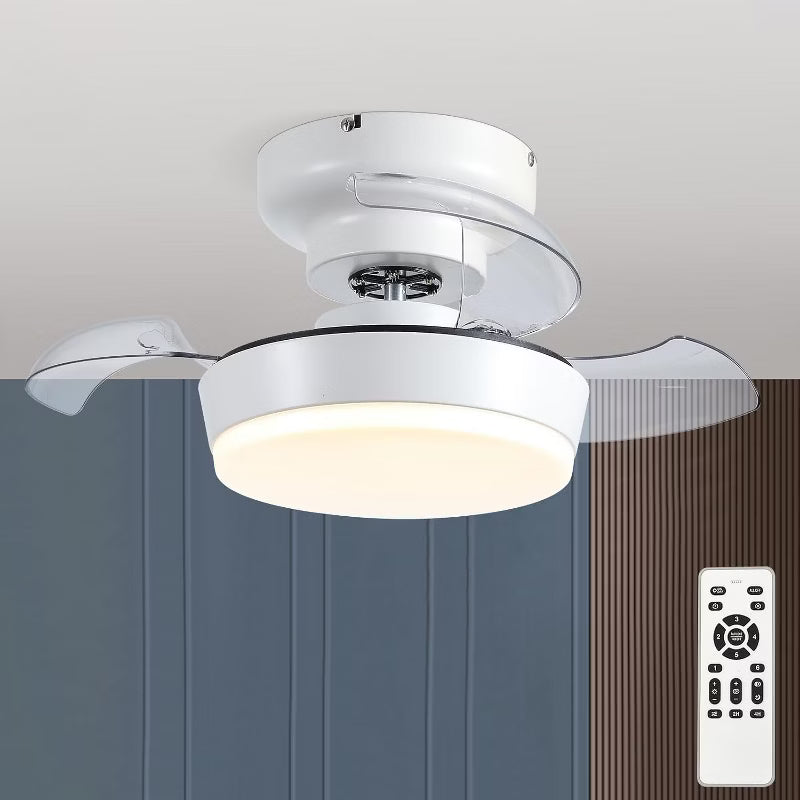 Kviflon 24" Flush Mount Ceiling Fan with Light and Remote for Small Room Bedroom Kitchen Dining Room Laundry Room