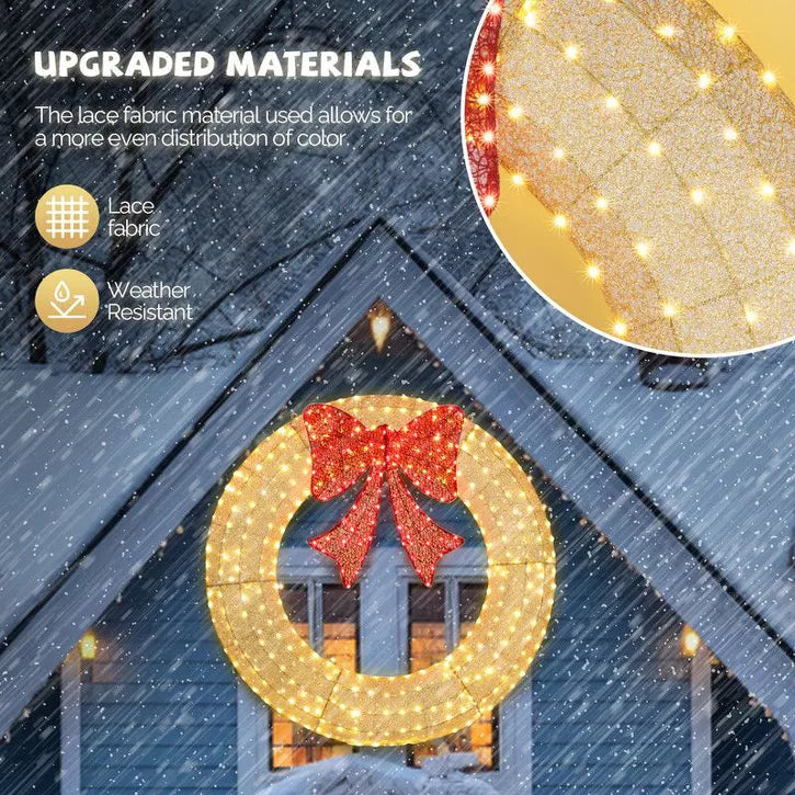 Karl Home 60 inch Pre-Lit Outdoor Christmas Wreath Decoration