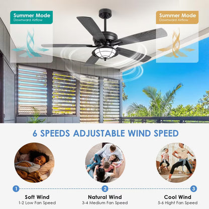 Kviflon 52 Inches Downrod Ceiling Fan with Light,3CCT LED Light,Reversible DC Motor,2 Downrod Inside