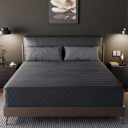 Swedrea Hybrid Mattress Breathable Medium Cooling Memory Foam Bed-in-a-Box Black