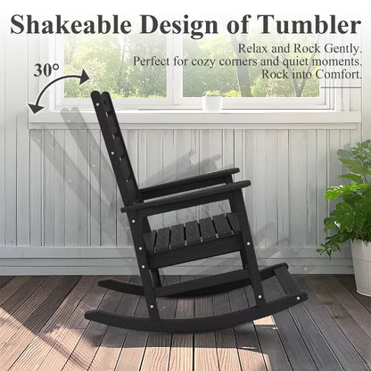 Hyleory Extra Wide HDPE Outdoor Adirondack Rocking Chair with Built-In Footrest and 30° Recline for Ultimate Relaxation