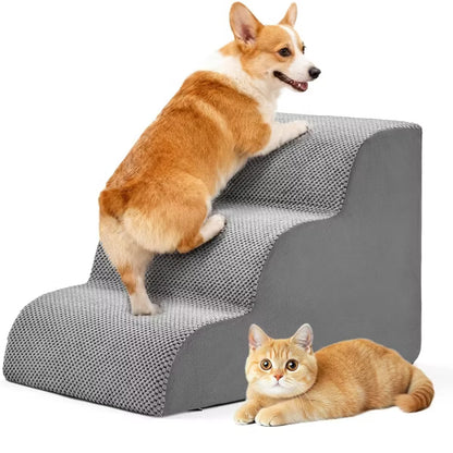 MyDepot High-Density Foam Dog Stairs - Curved Non-Slip Pet Steps for High Beds & Couch, 3/4/5 Step Ramp for Small Dogs
