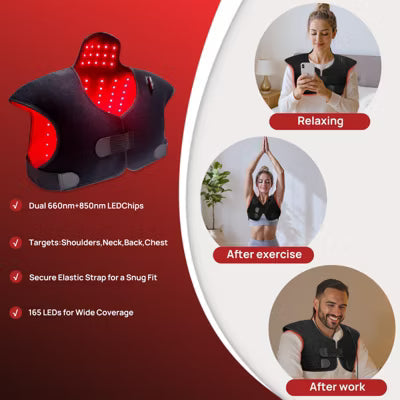 Morfone Light Therapy Pad for Neck, Shoulder and Back Pain Relief Multi-Functional Red Light Therapy Pad Black 1 Piece